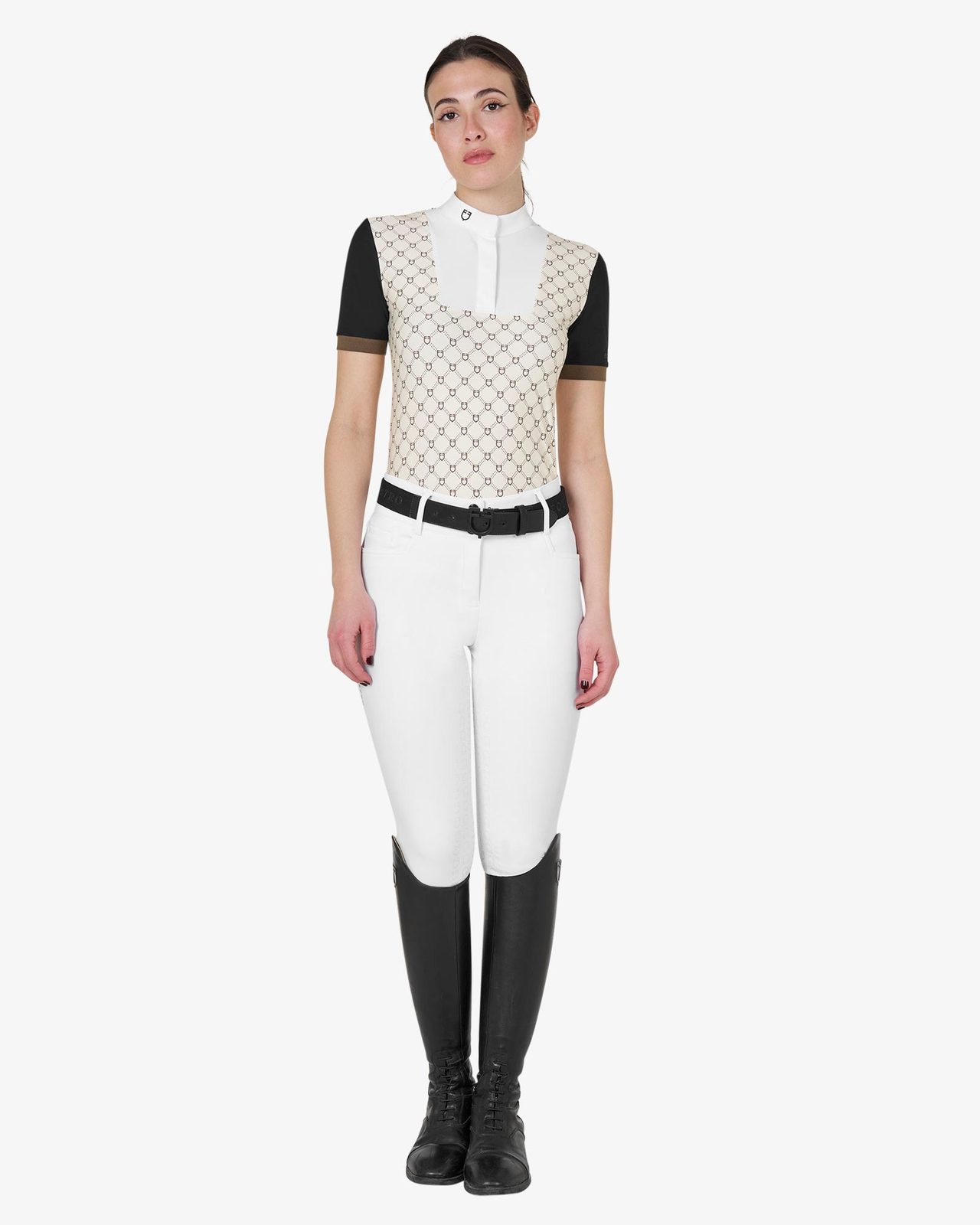 Polo donna da concorso a manica corta con stampa monogram
