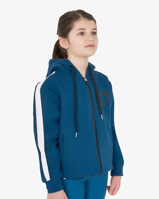 Felpa bambina in cotone con cappuccio e zip frontale