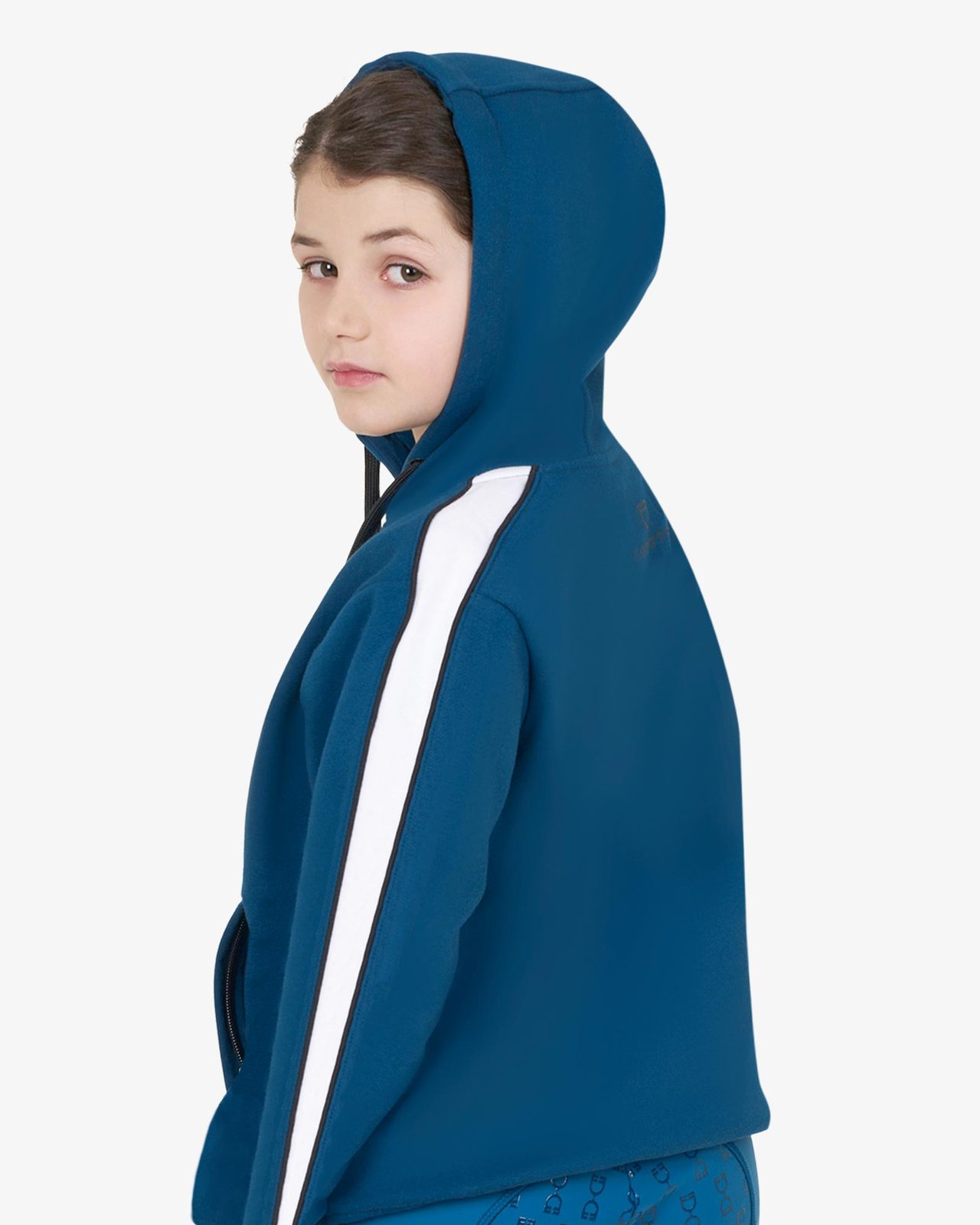 Felpa bambina in cotone con cappuccio e zip frontale