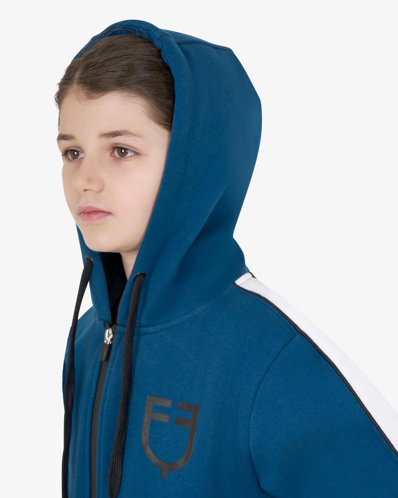 Felpa bambina in cotone con cappuccio e zip frontale