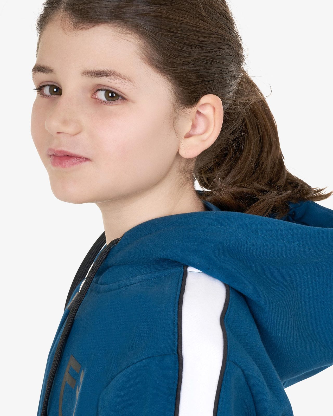 Felpa bambina in cotone con cappuccio e zip frontale