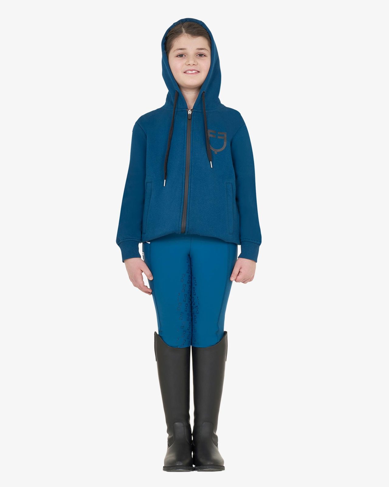 Felpa bambina in cotone con cappuccio e zip frontale