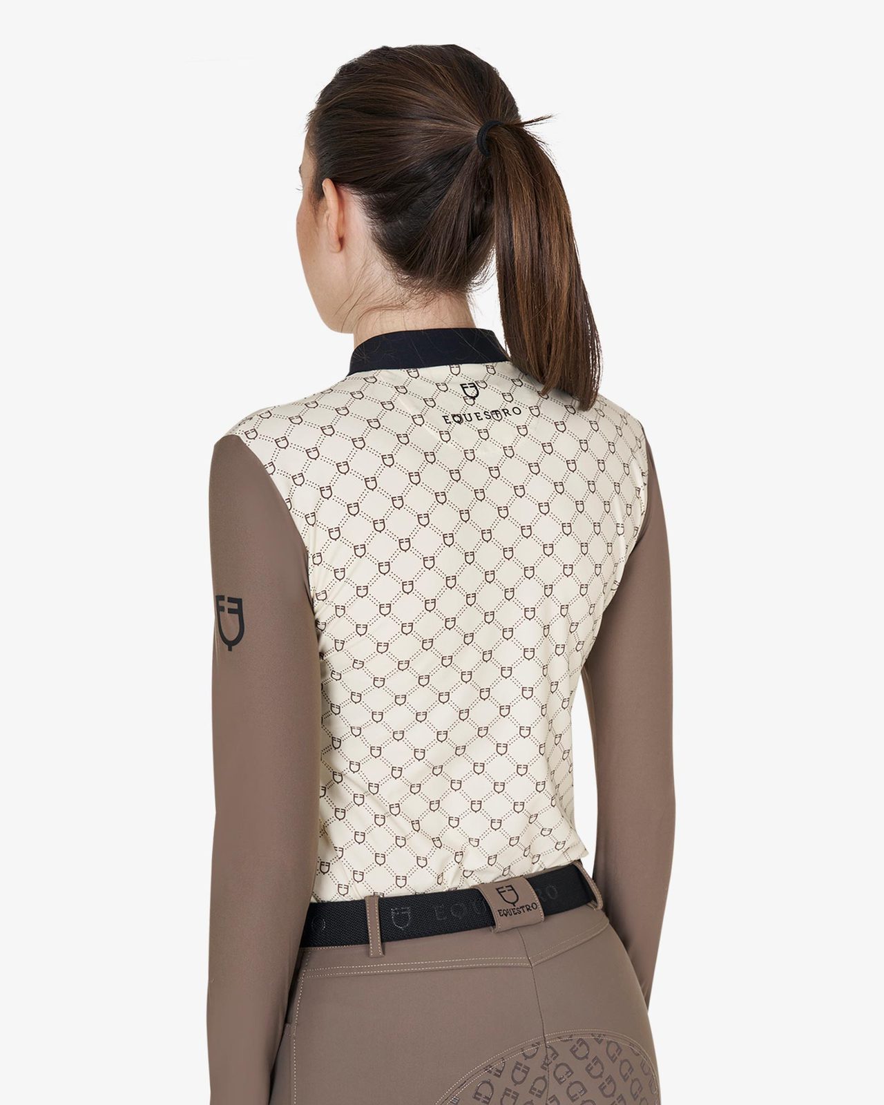 Polo donna da allenamento a manica lunga con stampa monogram