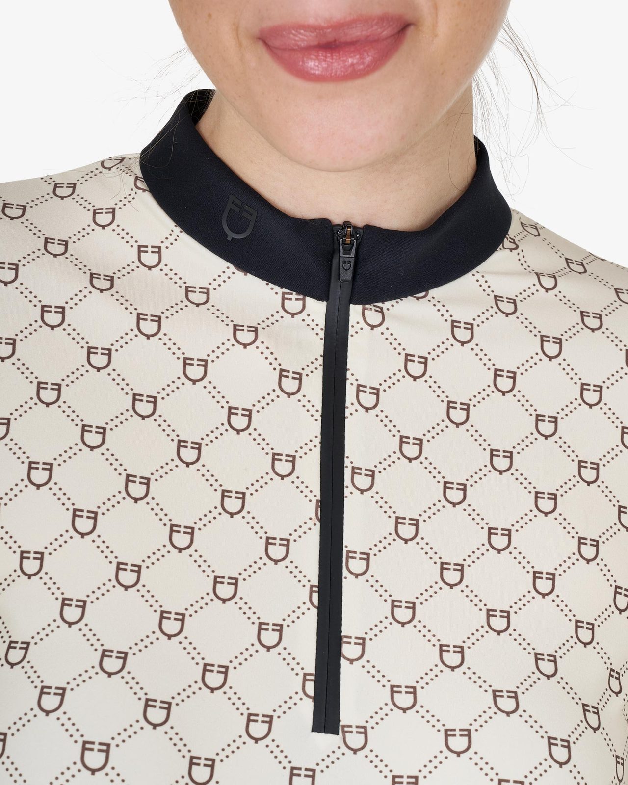 Polo donna da allenamento a manica lunga con stampa monogram