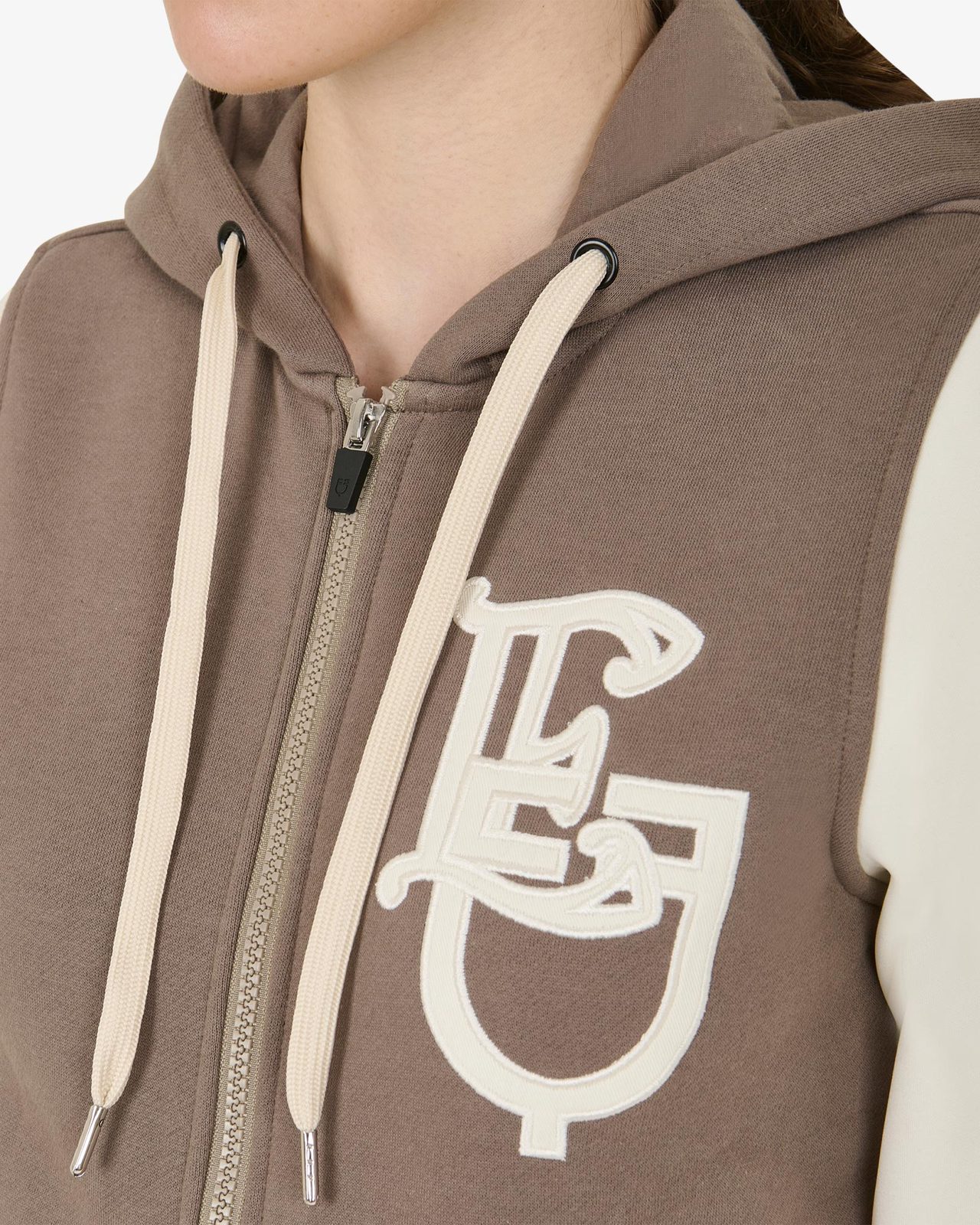 Felpa donna EQ bicolore con zip frontale