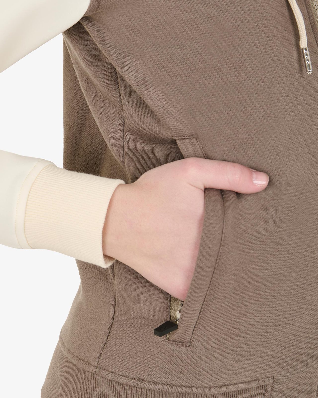 Felpa donna EQ bicolore con zip frontale