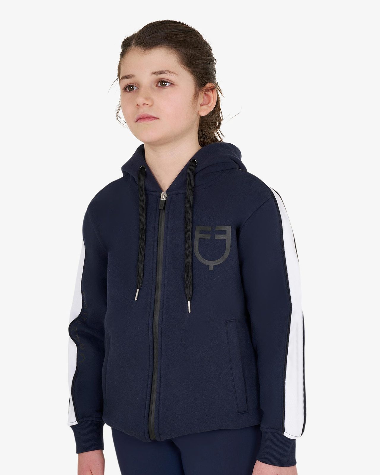 Felpa bambina in cotone con cappuccio e zip frontale