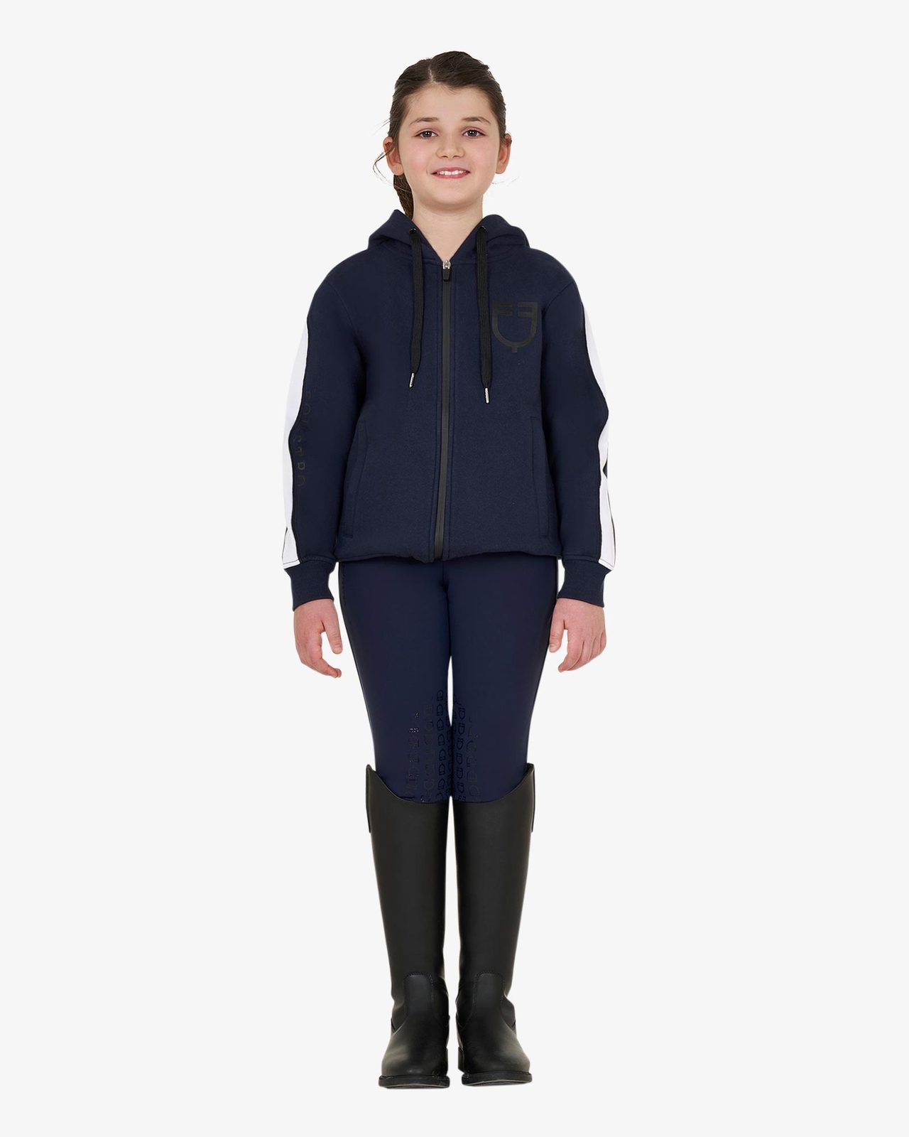 Felpa bambina in cotone con cappuccio e zip frontale