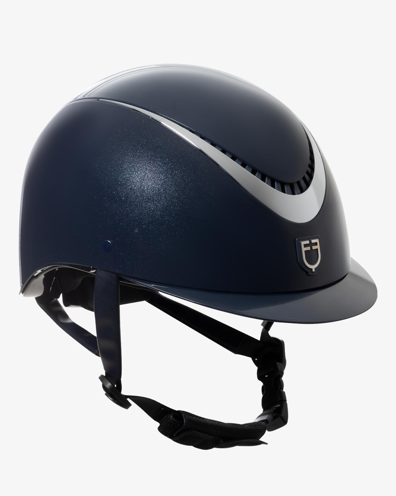 Cap lucido cinturino ecopelle e visiera stretta omologazione EN 1384-2023