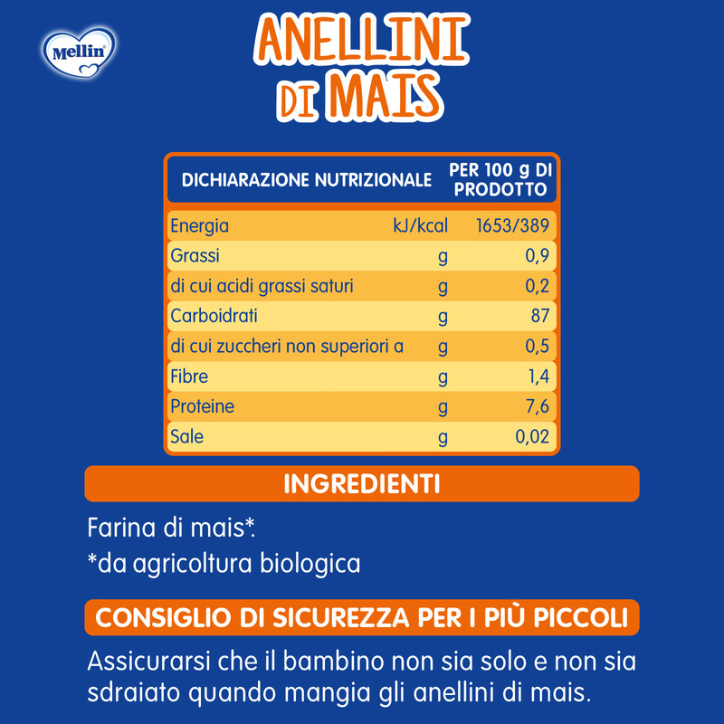 Mellin – Anellini di Mais Biologici Disney Mickey Mouse Confezione da 15g 
