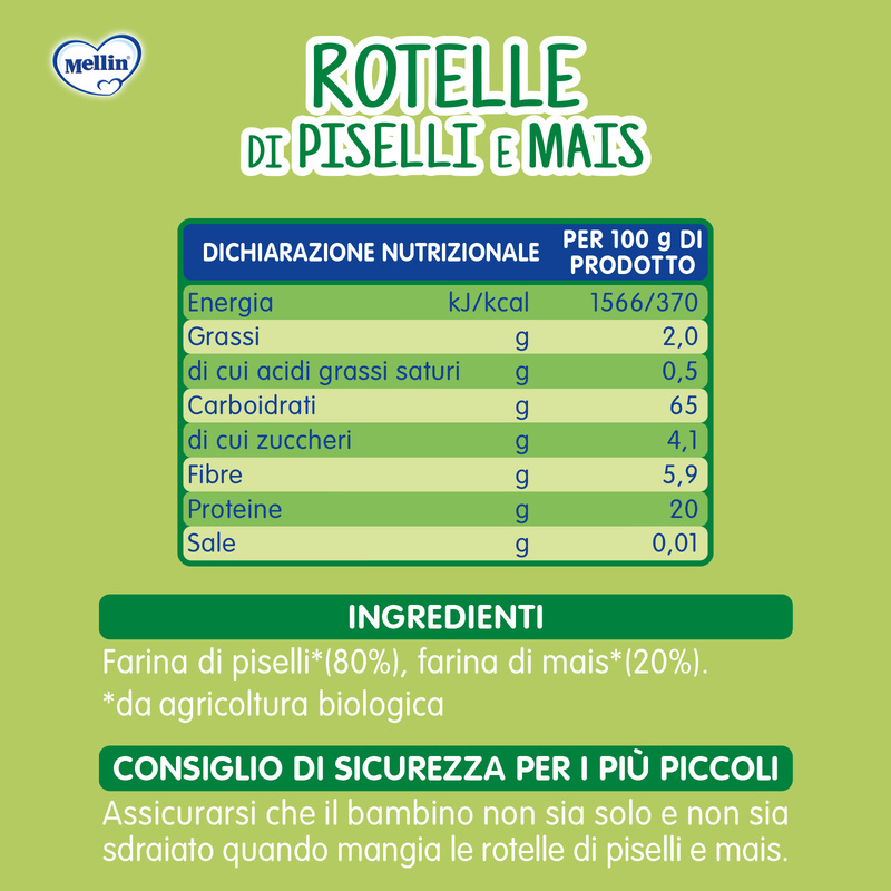 Mellin – Rotelle Piselli e Mais Biologiche Disney Stitch confezione da 20 g
