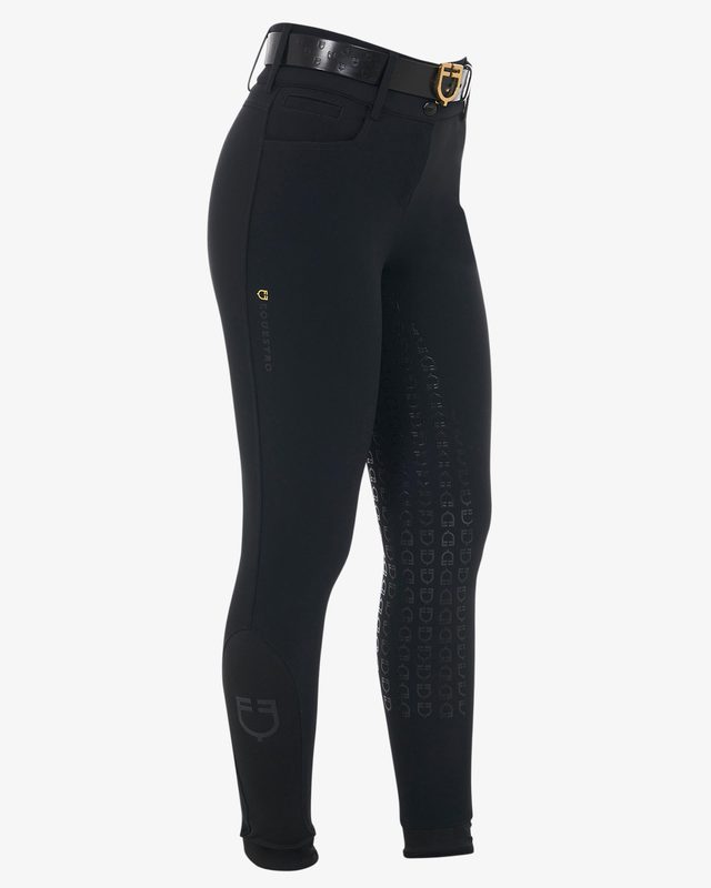 Pantaloni donna a vita alta con grip ginocchio e fodera in pile