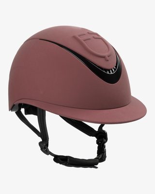 Women's helmet with wide visor and embossed logo homologation EN 1384-2023