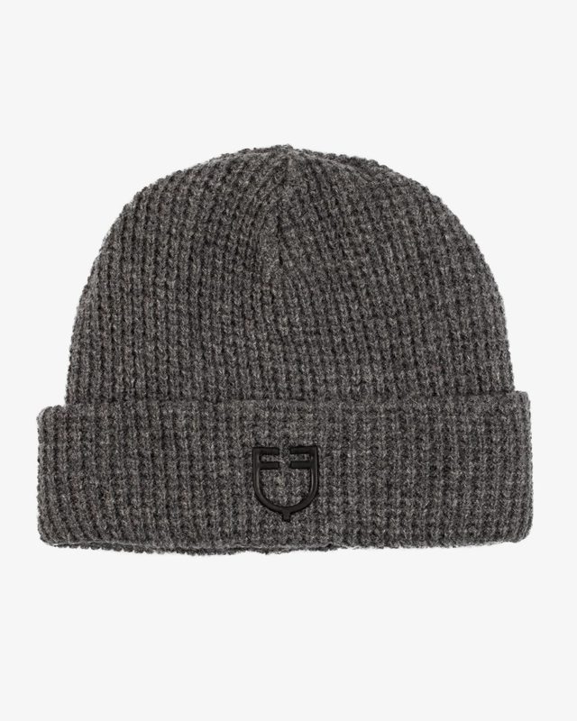 Cuffia unisex lana a costine con logo