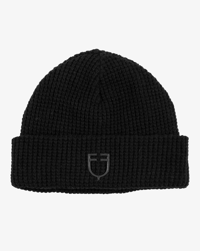 Cuffia unisex lana a costine con logo