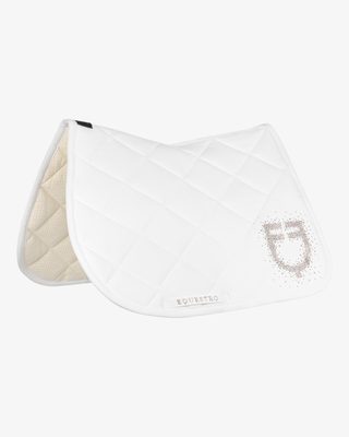 Jumping saddle pad with rhinestone logo