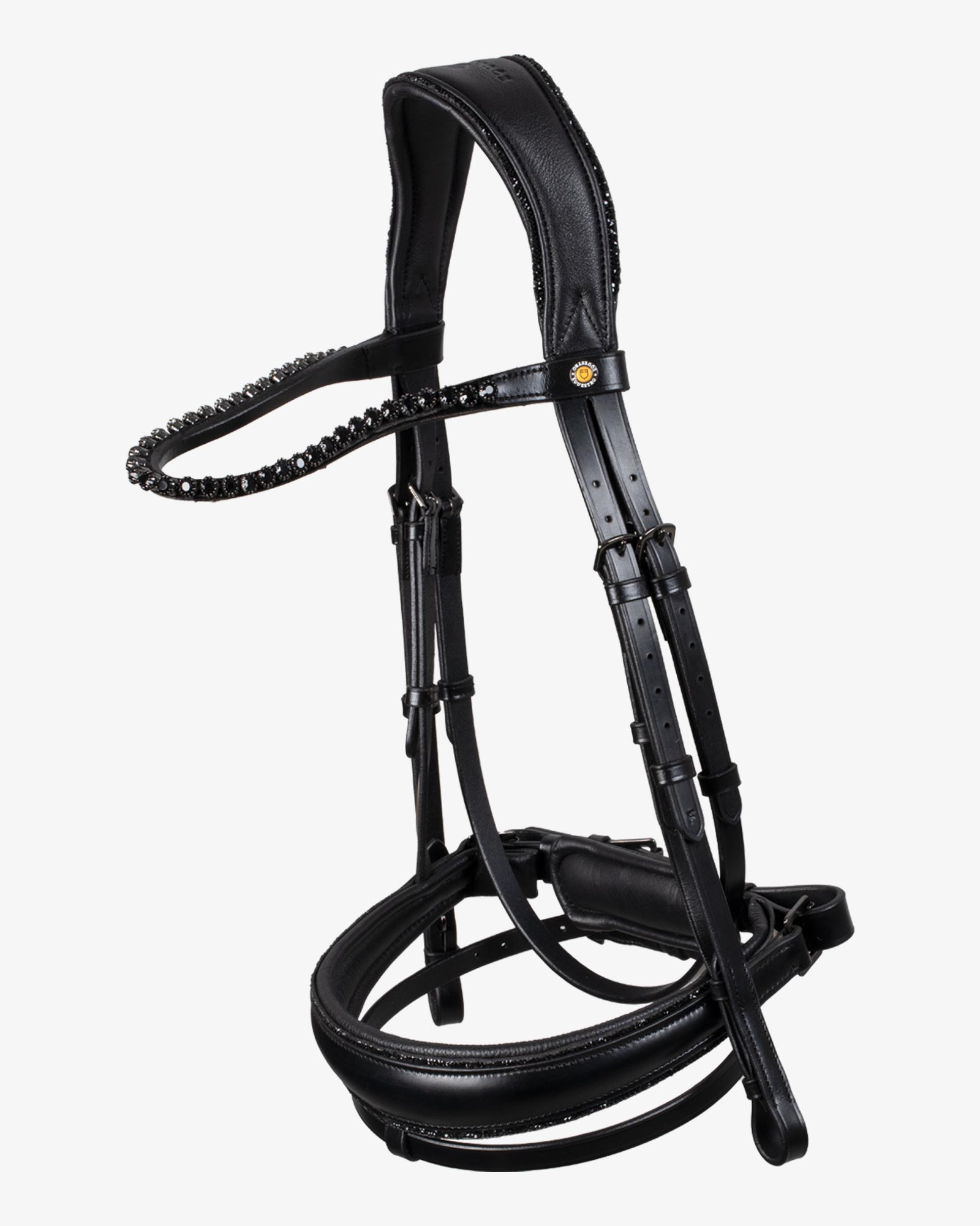 Testiera dressage anatomica in pelle con strass
