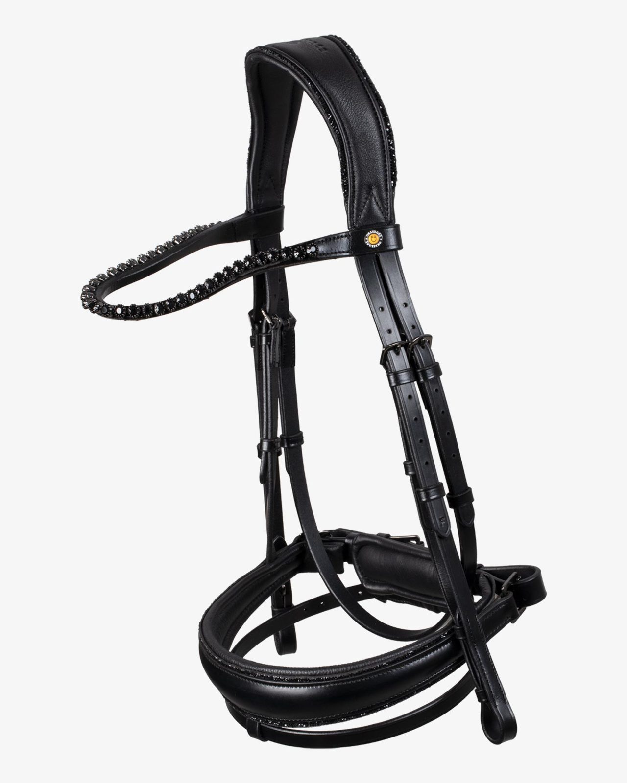 Testiera dressage anatomica in pelle con strass