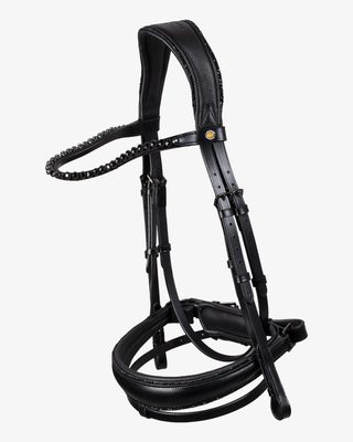 Testiera dressage anatomica in pelle con strass
