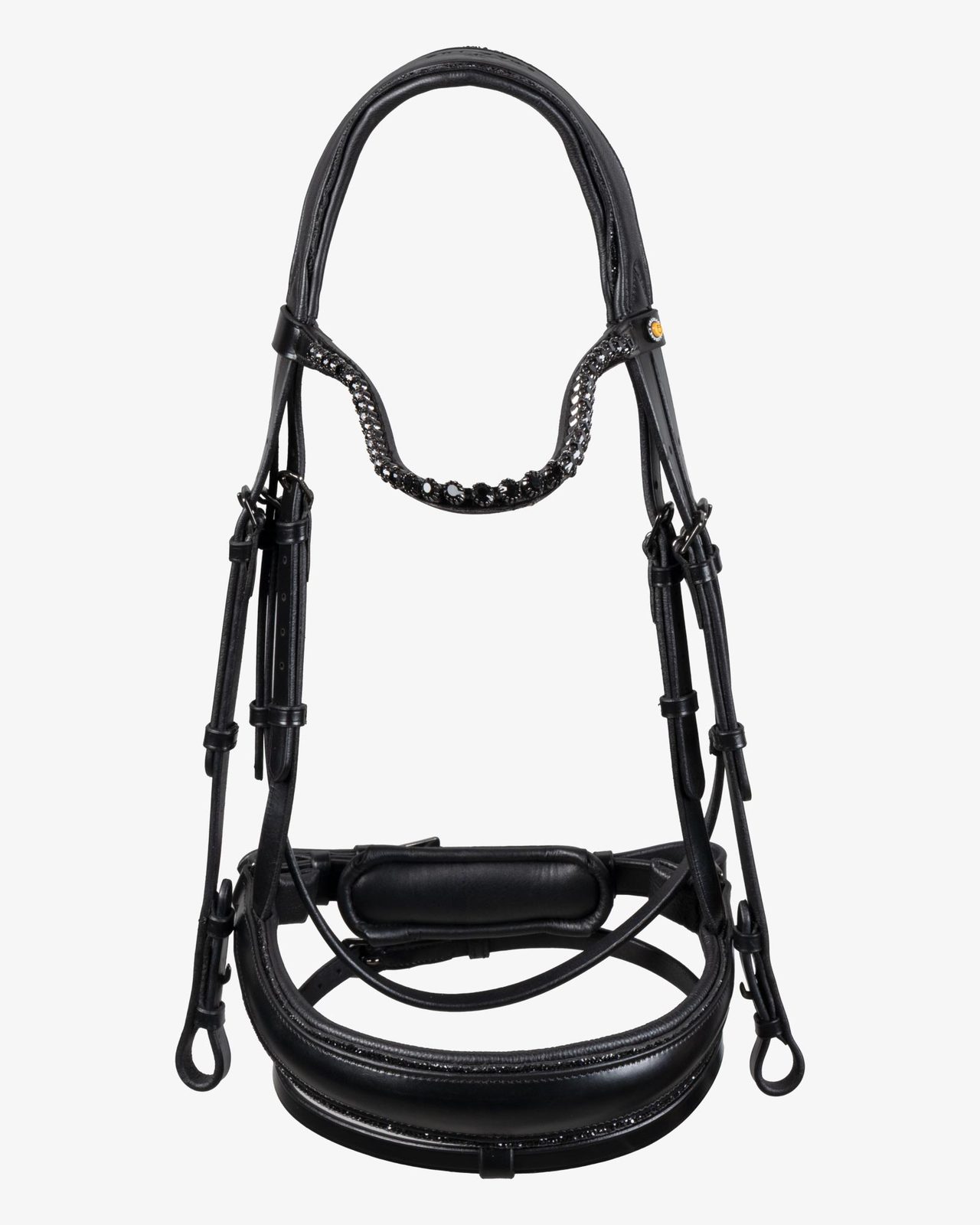 Testiera dressage anatomica in pelle con strass