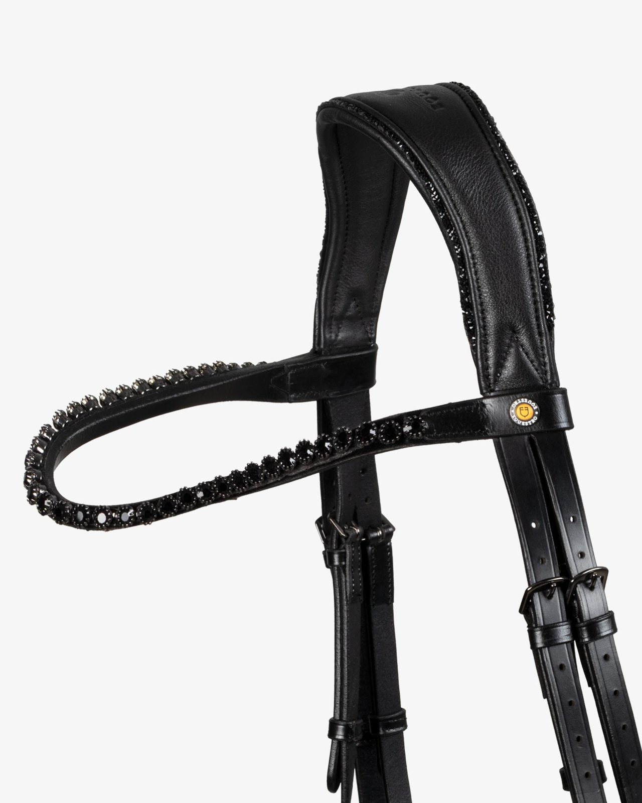 Testiera dressage anatomica in pelle con strass