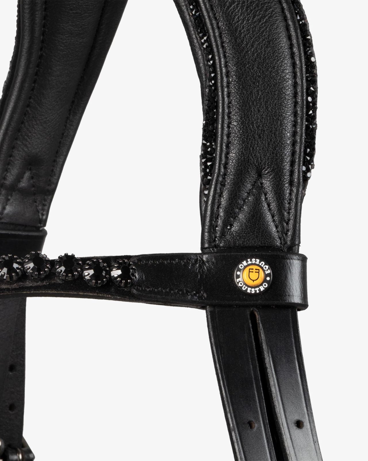 Testiera dressage anatomica in pelle con strass