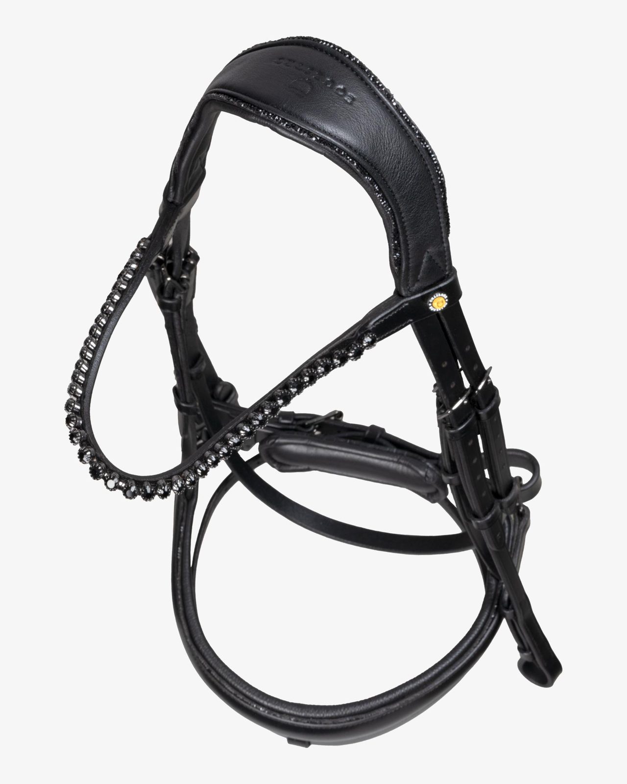 Testiera dressage anatomica in pelle con strass