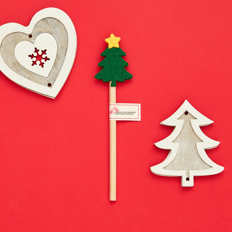 Matita in carta riciclata albero di Natale in feltro