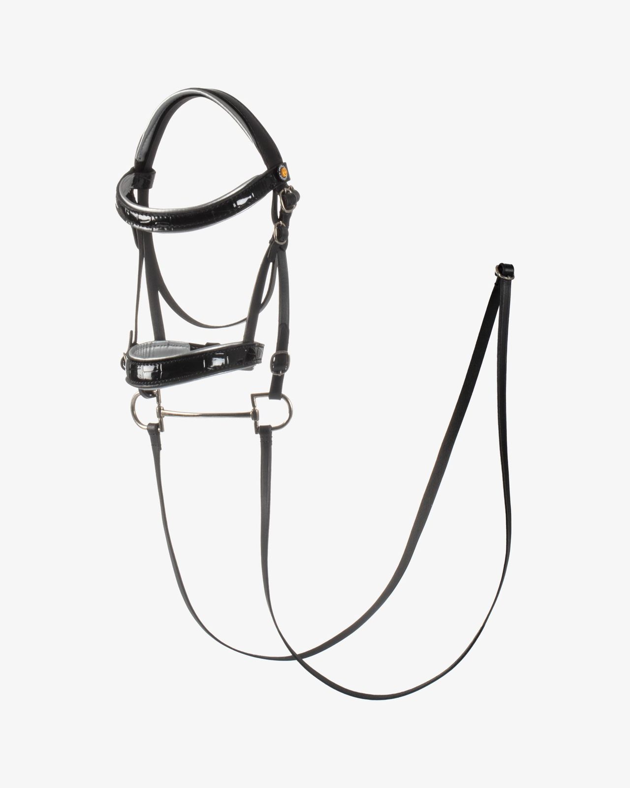 Shiny leather bridle for hobby horse