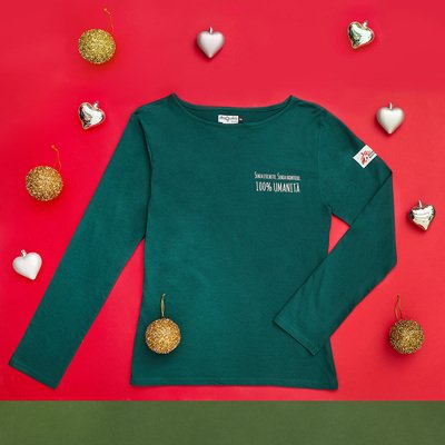 T-shirt donna verde bottiglia manica lunga Senza Etichette