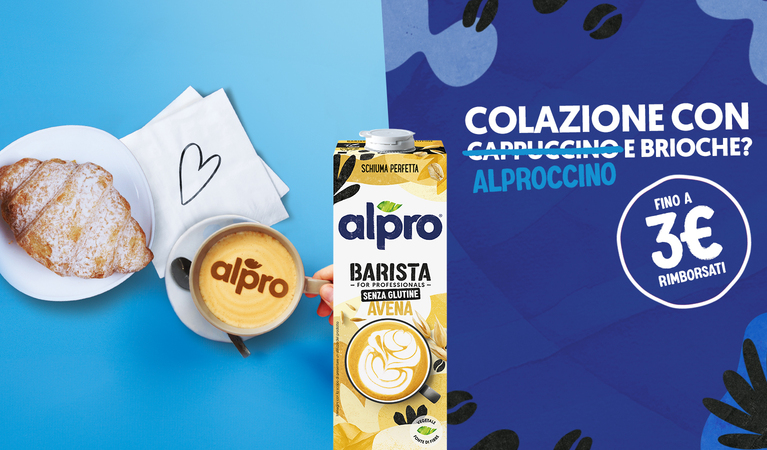 Promo colazione Alpro con Alproccino e brioche nei bar convenzionati