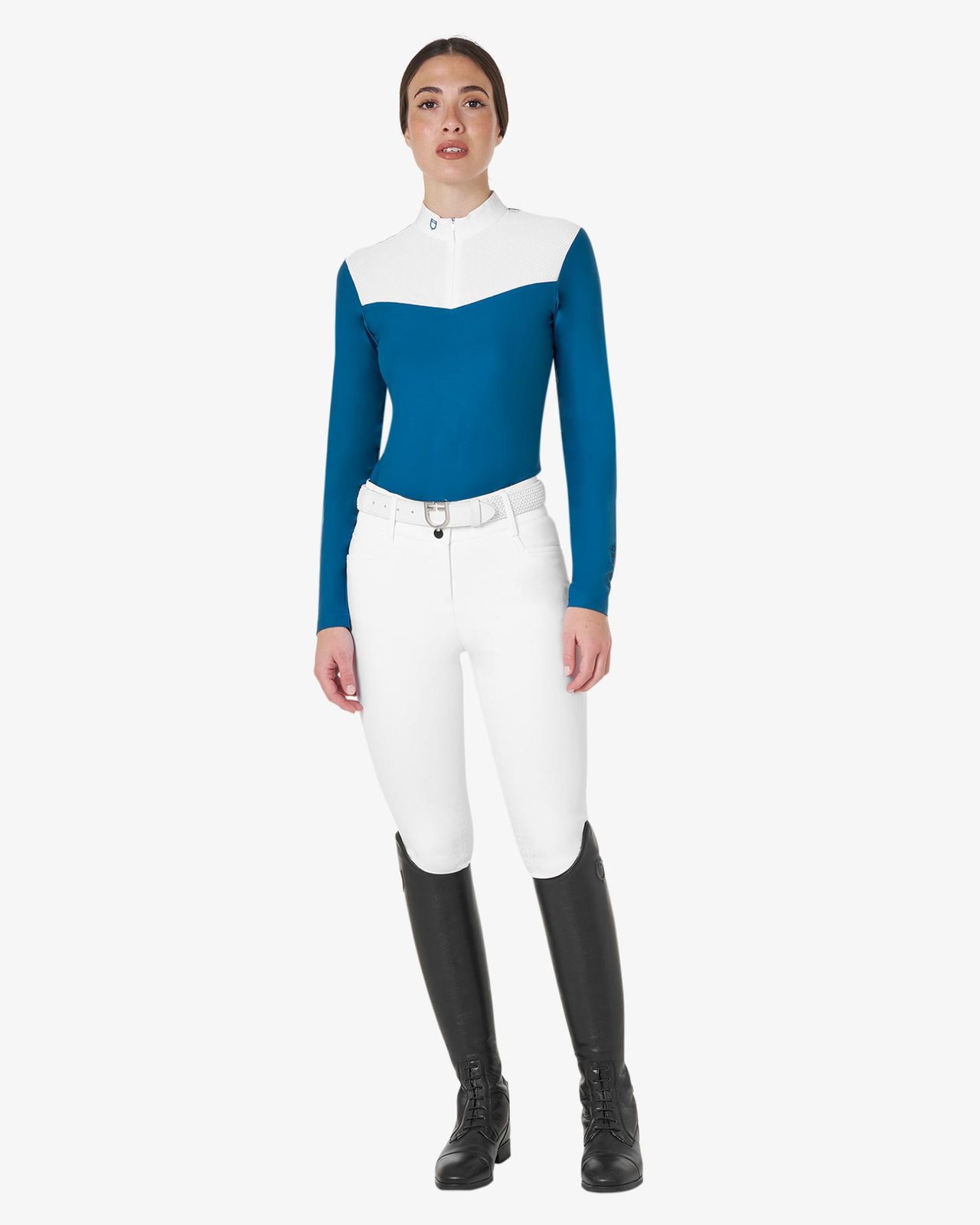 Polo donna da concorso in tessuto tecnico e mesh