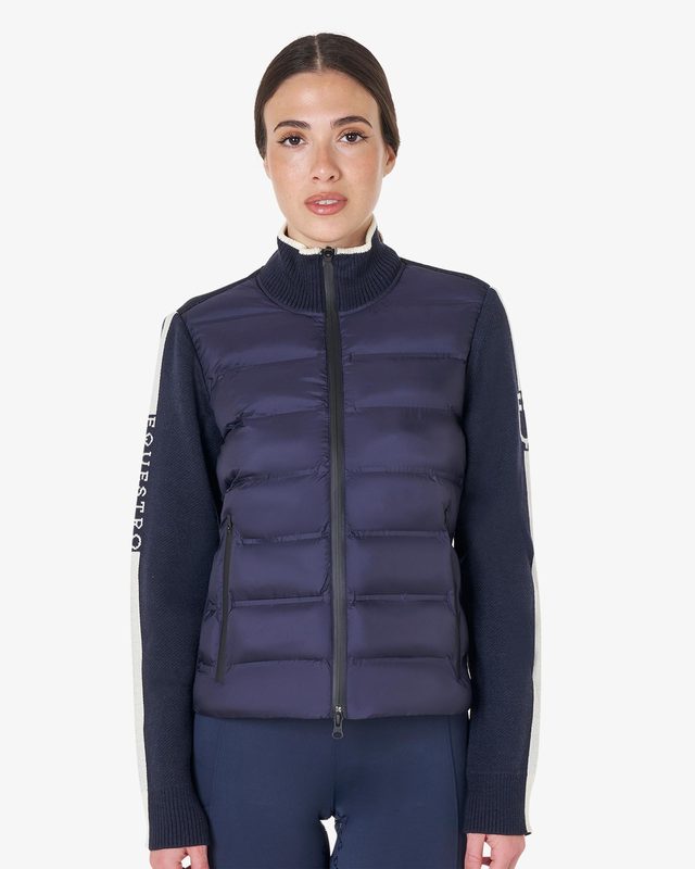Women's jacket in nylon and knit with zip