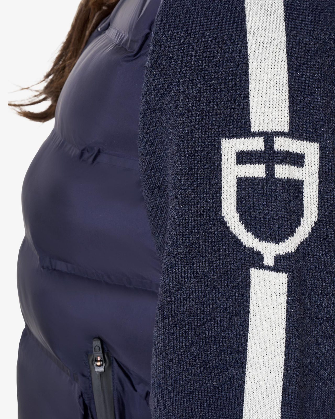 Piumino da donna in nylon e maglia con cerniera