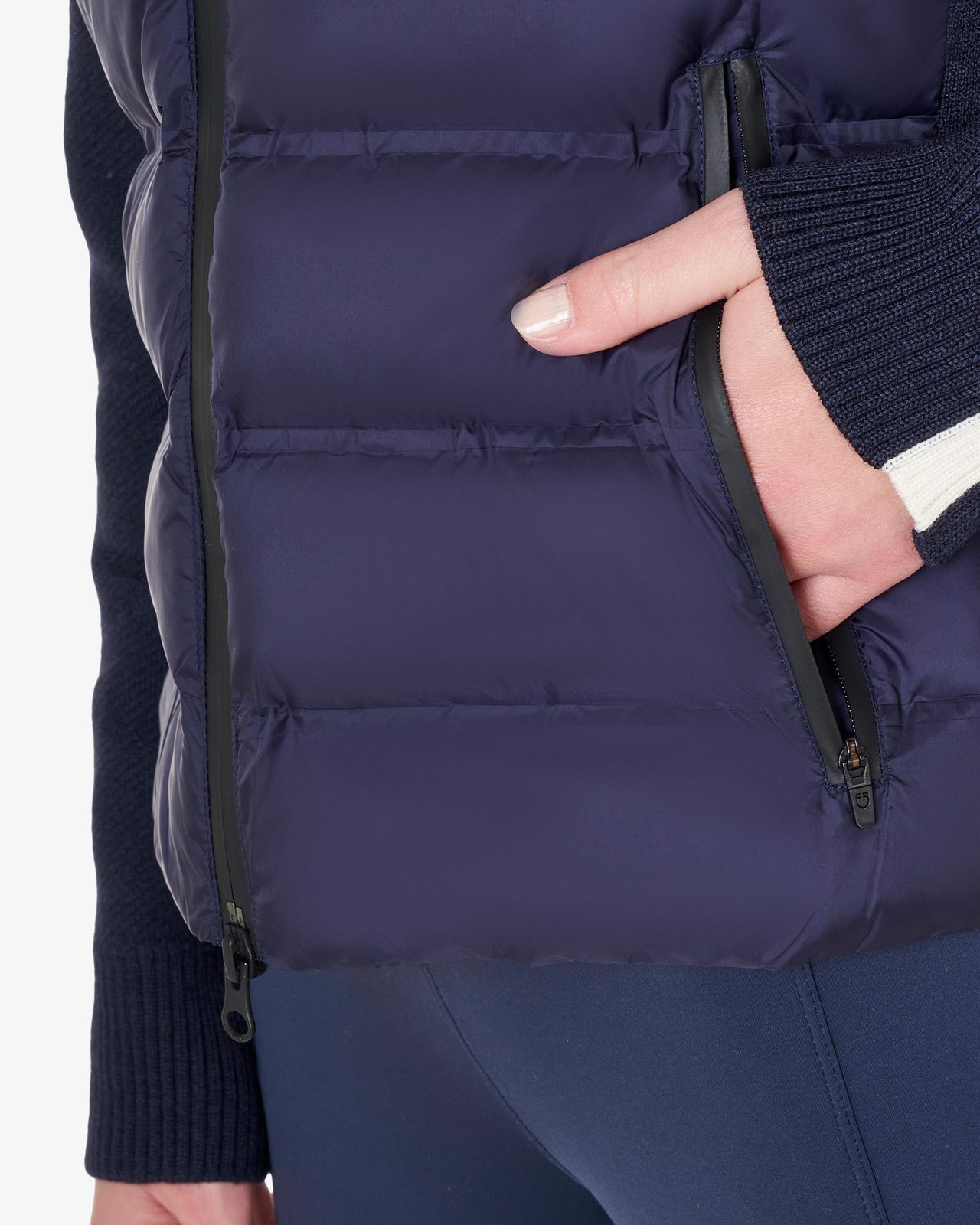 Piumino da donna in nylon e maglia con cerniera