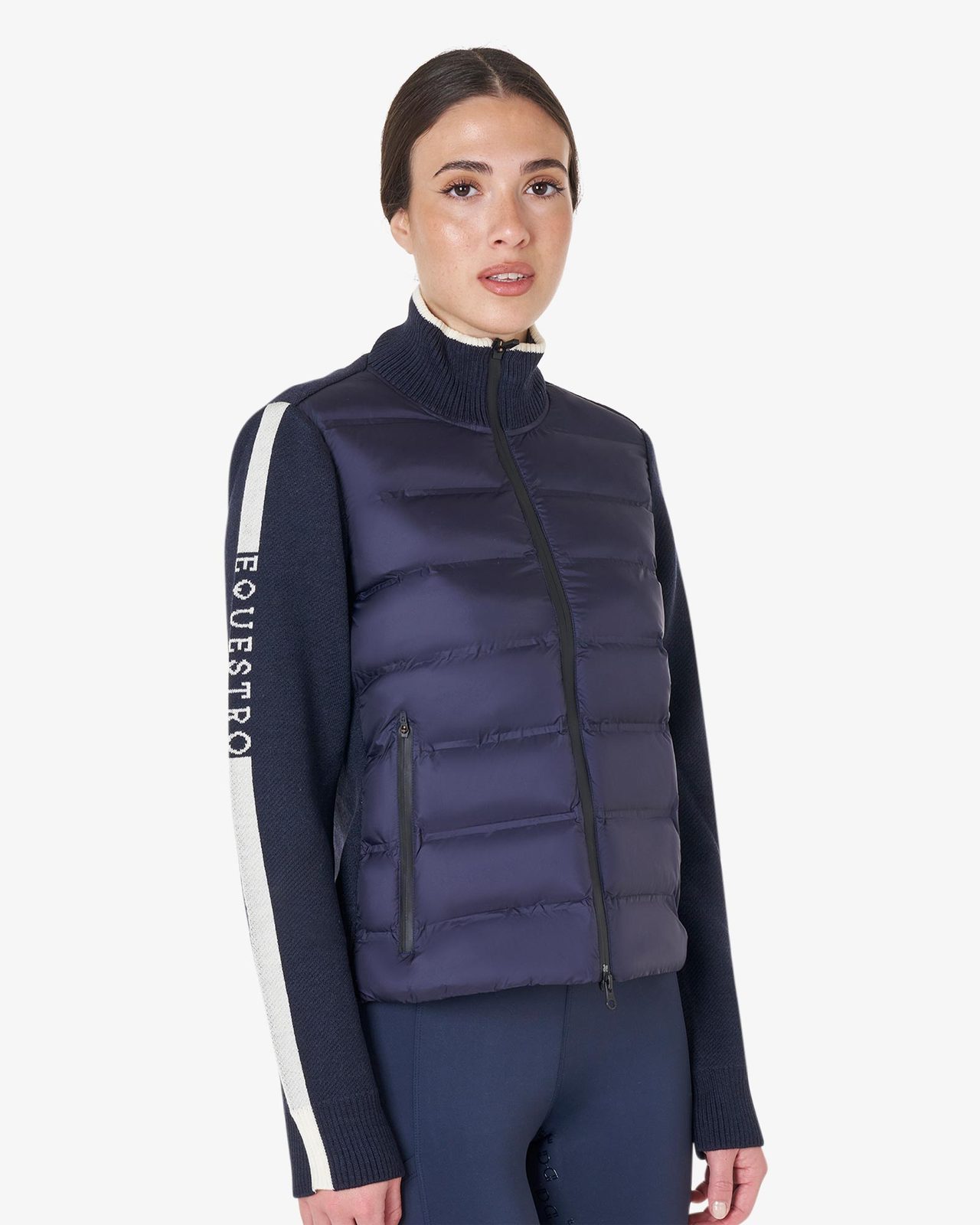 Piumino da donna in nylon e maglia con cerniera