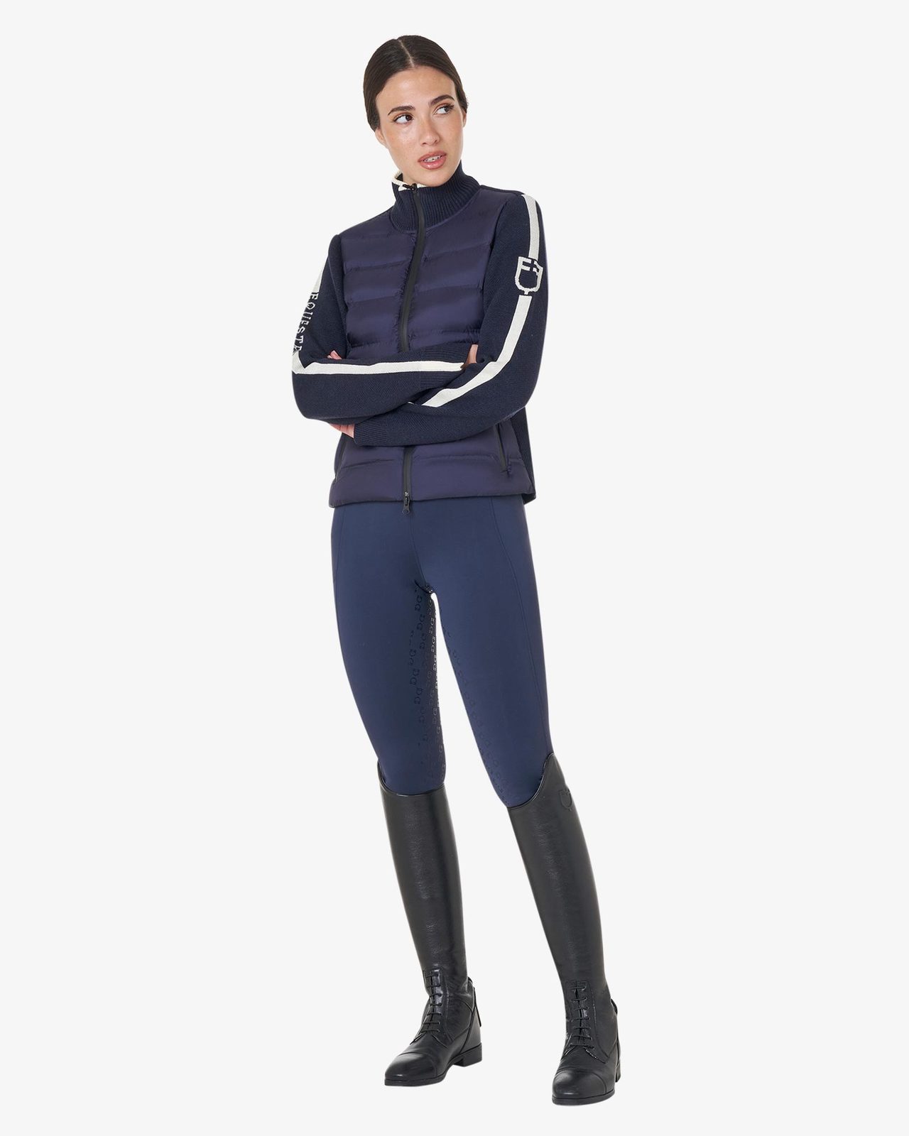 Piumino da donna in nylon e maglia con cerniera