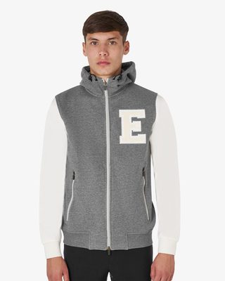 Men's institutional two-tone hoodie with front zip