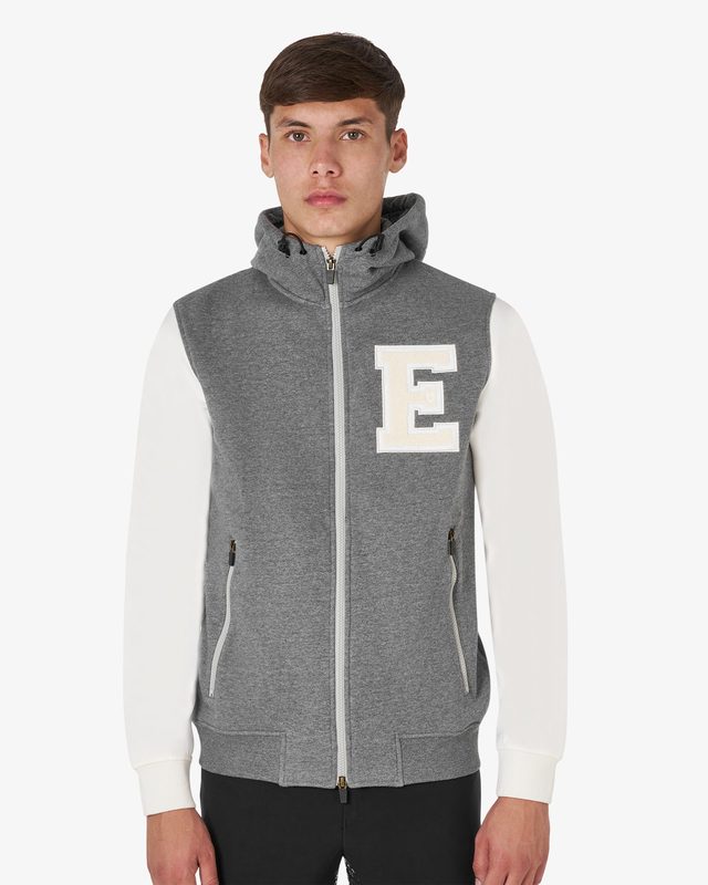 Men's institutional two-tone hoodie with front zip