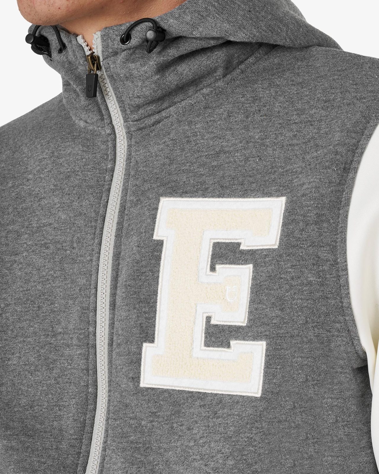 Men's institutional two-tone hoodie with front zip