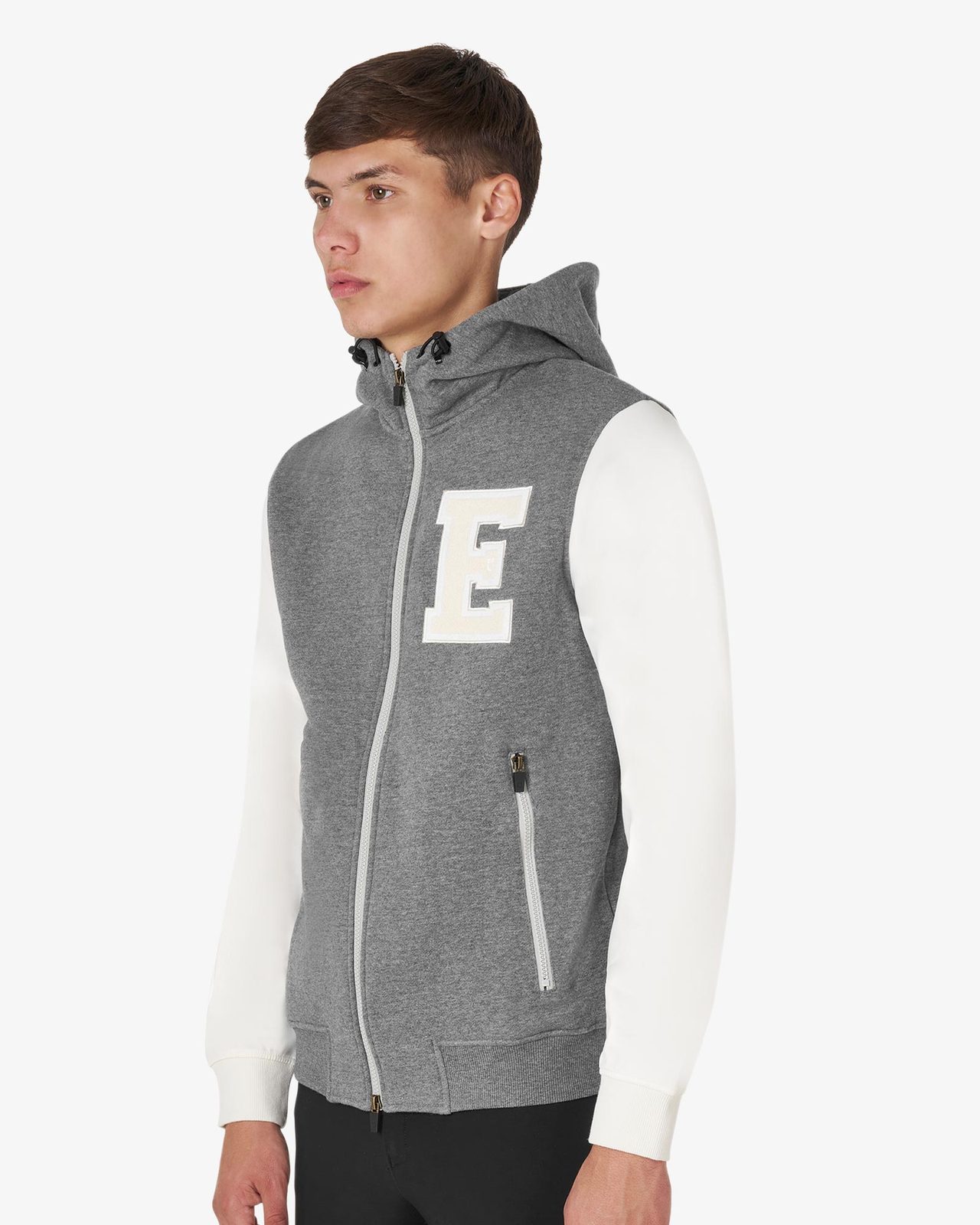 Men's institutional two-tone hoodie with front zip
