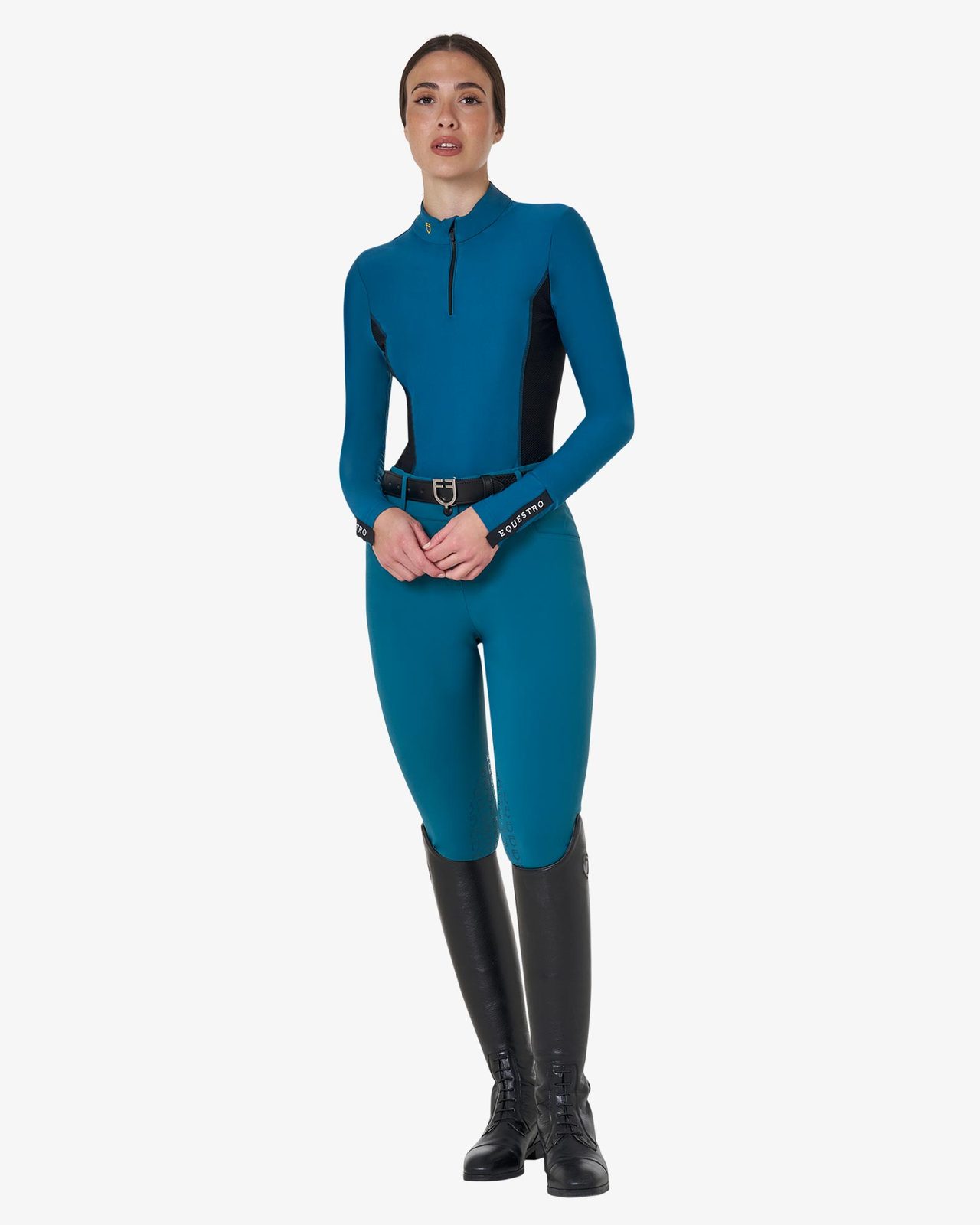 Pantaloni donna a vita alta con grip ginocchio
