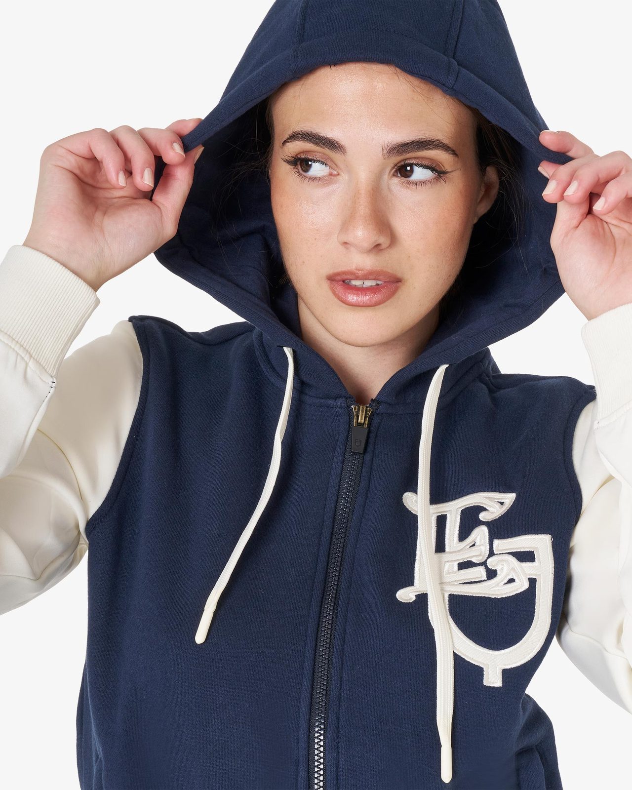 Women's EQ two tone hoodie with front zip