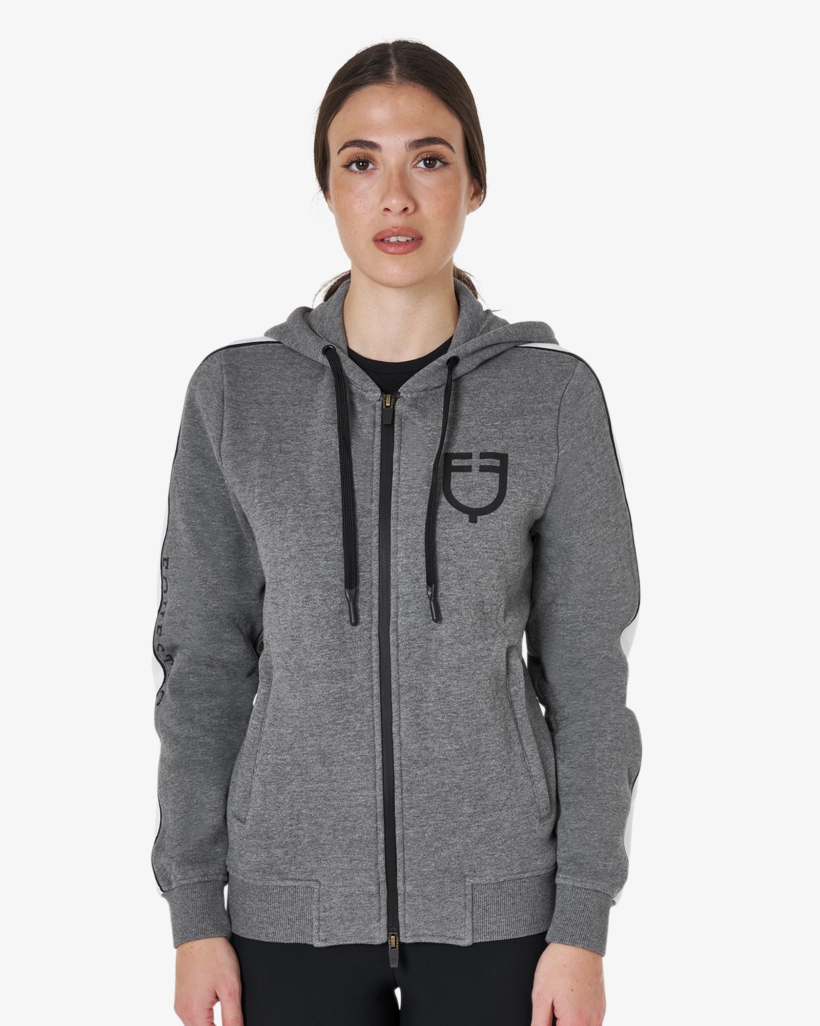 Felpa da donna con cappuccio e zip frontale