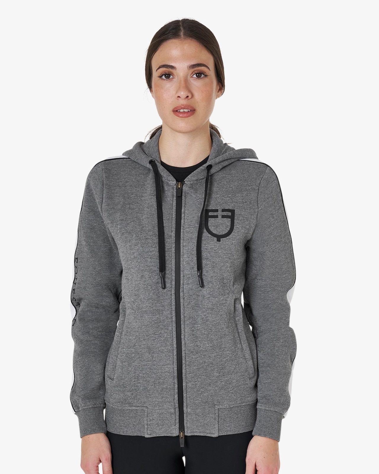 Felpa da donna con cappuccio e zip frontale
