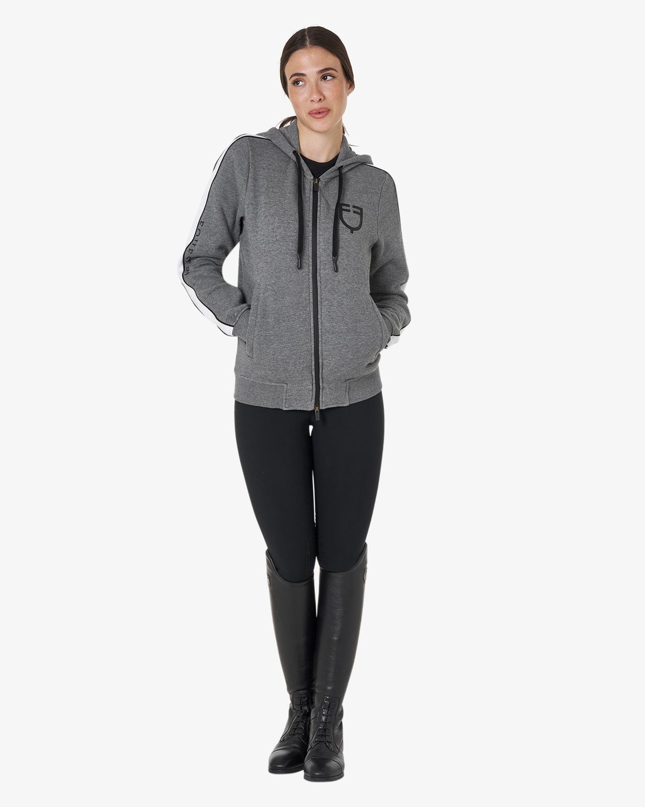 Felpa da donna con cappuccio e zip frontale