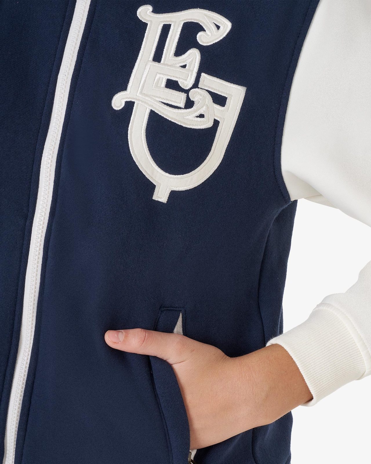 Felpa bambina EQ bicolore con zip frontale