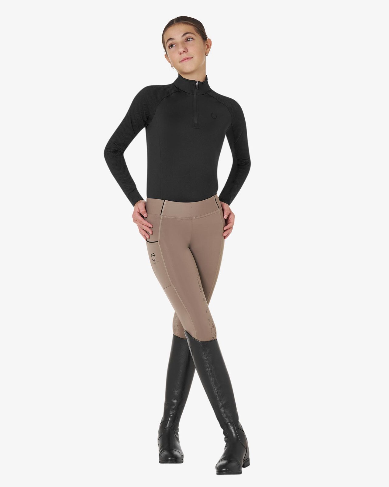 Leggins bambina slim fit grip con logo