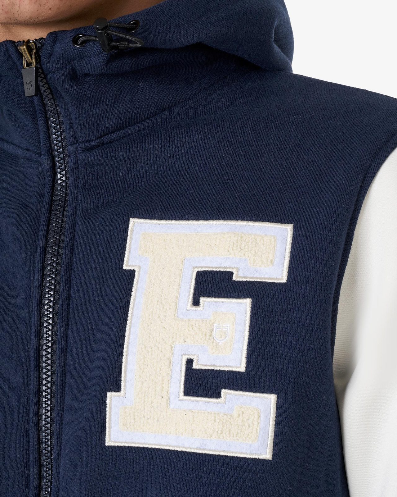 Men's institutional two-tone hoodie with front zip