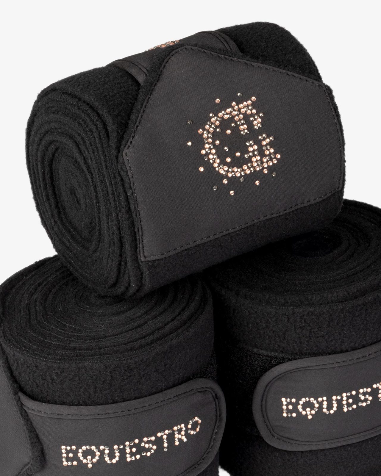 Fasce in pile con logo in strass